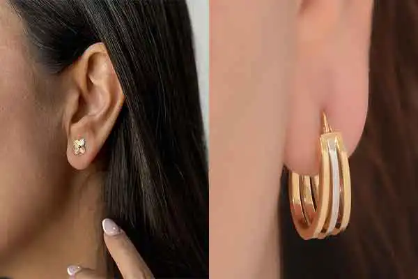 انواع مدل گوشواره طلا + جدیدترین مدل های گوشواره حلقه ای و میخی شیک و زیبا و لاکچری