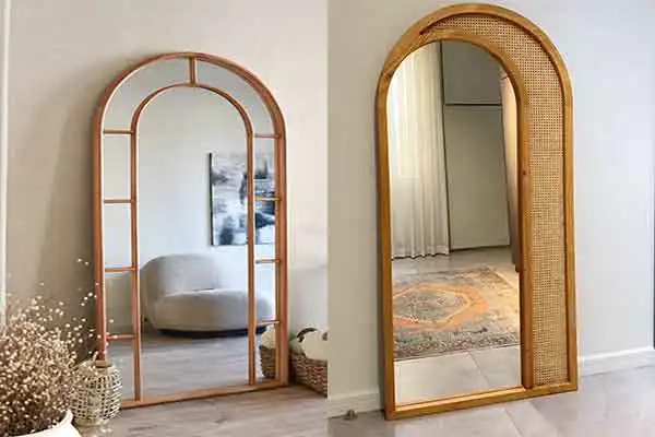 مدل آینه ایستاده چوبی + زیباترین آینه قدی چوبی شیک برای دیزاین خانه سبک بوهو