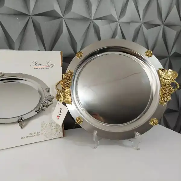 مدل سینی استیل گرد + ترندترین مدل های سینی استیل شیک برای پذیرایی از مهمان خاص