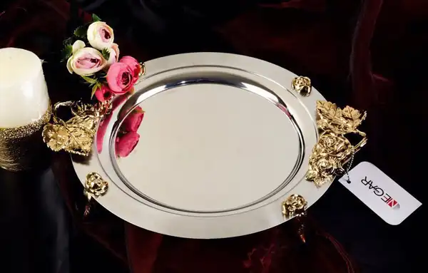 مدل سینی استیل گرد + ترندترین مدل های سینی استیل شیک برای پذیرایی از مهمان خاص