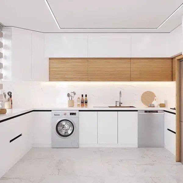 بهترین مدل کابینت ام دی اف سفید + جدیدترین مدل کابینت ام دی اف سفید که فضای آشپزخانه را بزرگ تر نشان می دهد