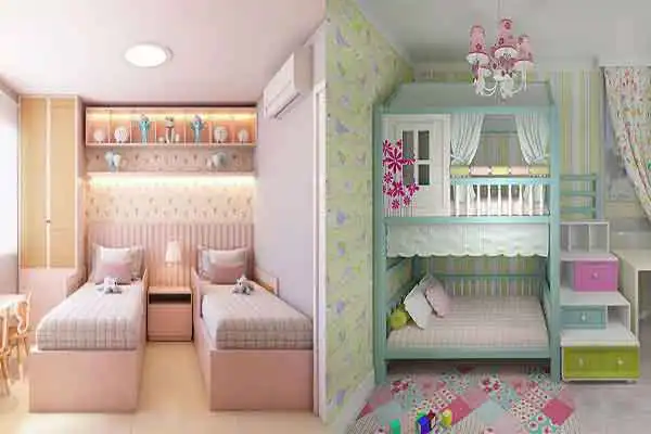 دیزاین اتاق دو تا دختر + جالب ترین دیزاین اتاق شیک دوتا دختر باهم برای انواع سلیقه ها