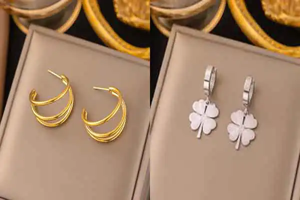 مدل گوشواره استیل + زیباترین گوشواره استیل رنگ ثابت برای خانم های خاص پسند