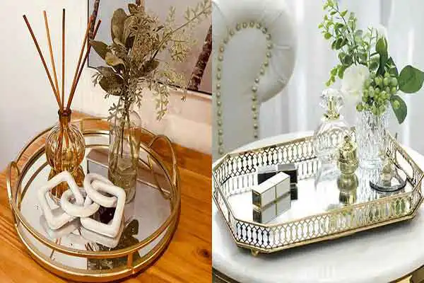 مدل سینی اینه ای + زیباترین سینی آینه ای برای پذیرایی و چیدمان اکسسوری لوکس