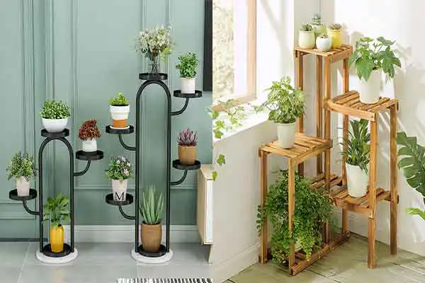 مدل استند گلدان + زیباترین مدل استند چوبی و فلزی برای نظم دادن به گلدان های خانه