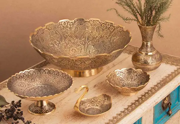 ظروف برنجی پذیرایی + جذاب ترین ظروف برنجی پذیرایی لاکچری که خیلی تو بورسن